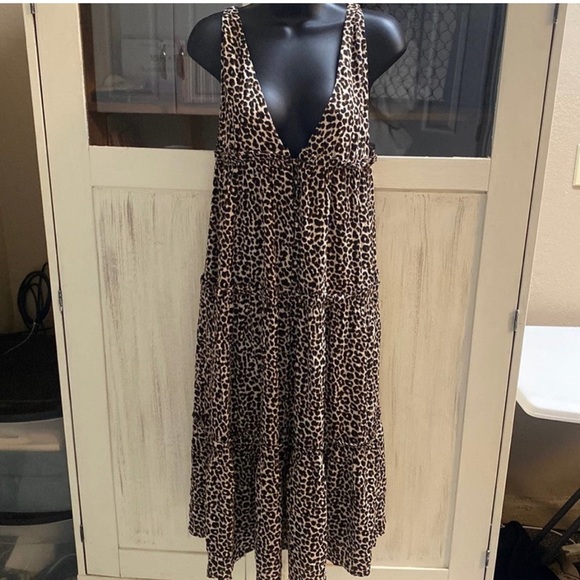 NWT ASOS Leopard Print Deep V Sundress - Picture 2 of 3